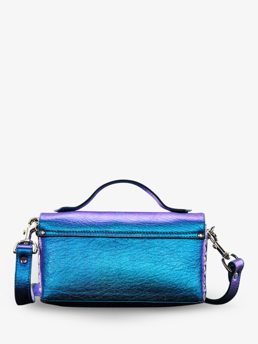 Blue Metallic Leather Shoulder Bag for Women L Artisane Beetle PAUL MARIUS