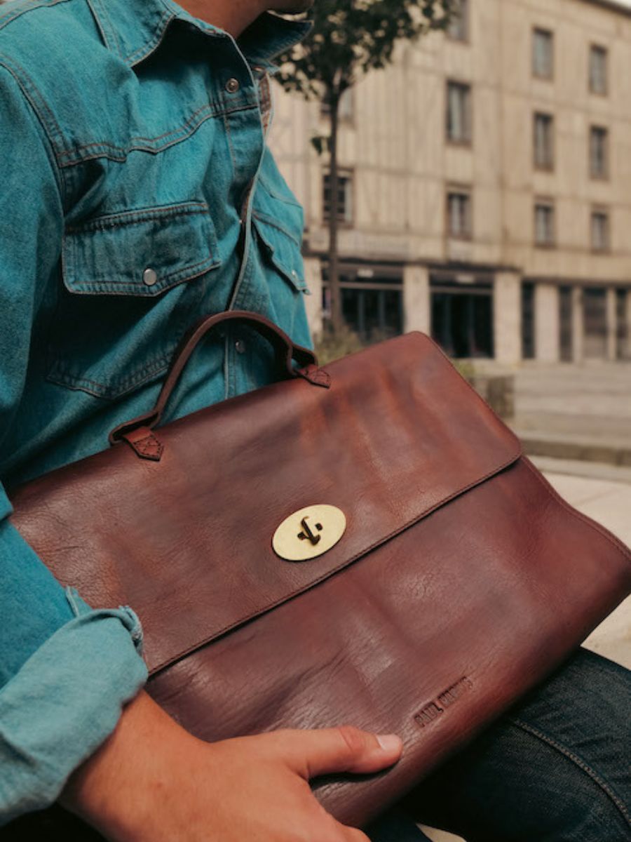 leather document holder Brown - LeColporteur Oiled Brown