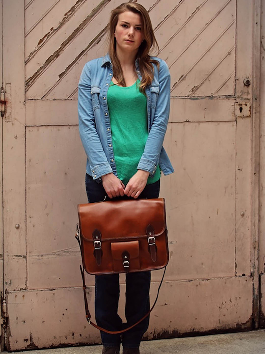 leather document holder Brown Le Grand Express L Light Brown PAUL MARIUS