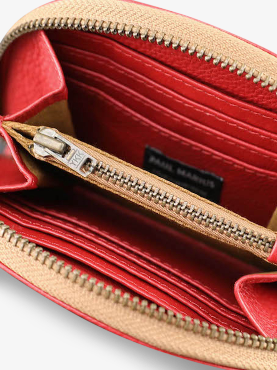 leather wallet woman Red LePortefeuille Manon Carmine Red PAUL MARIUS