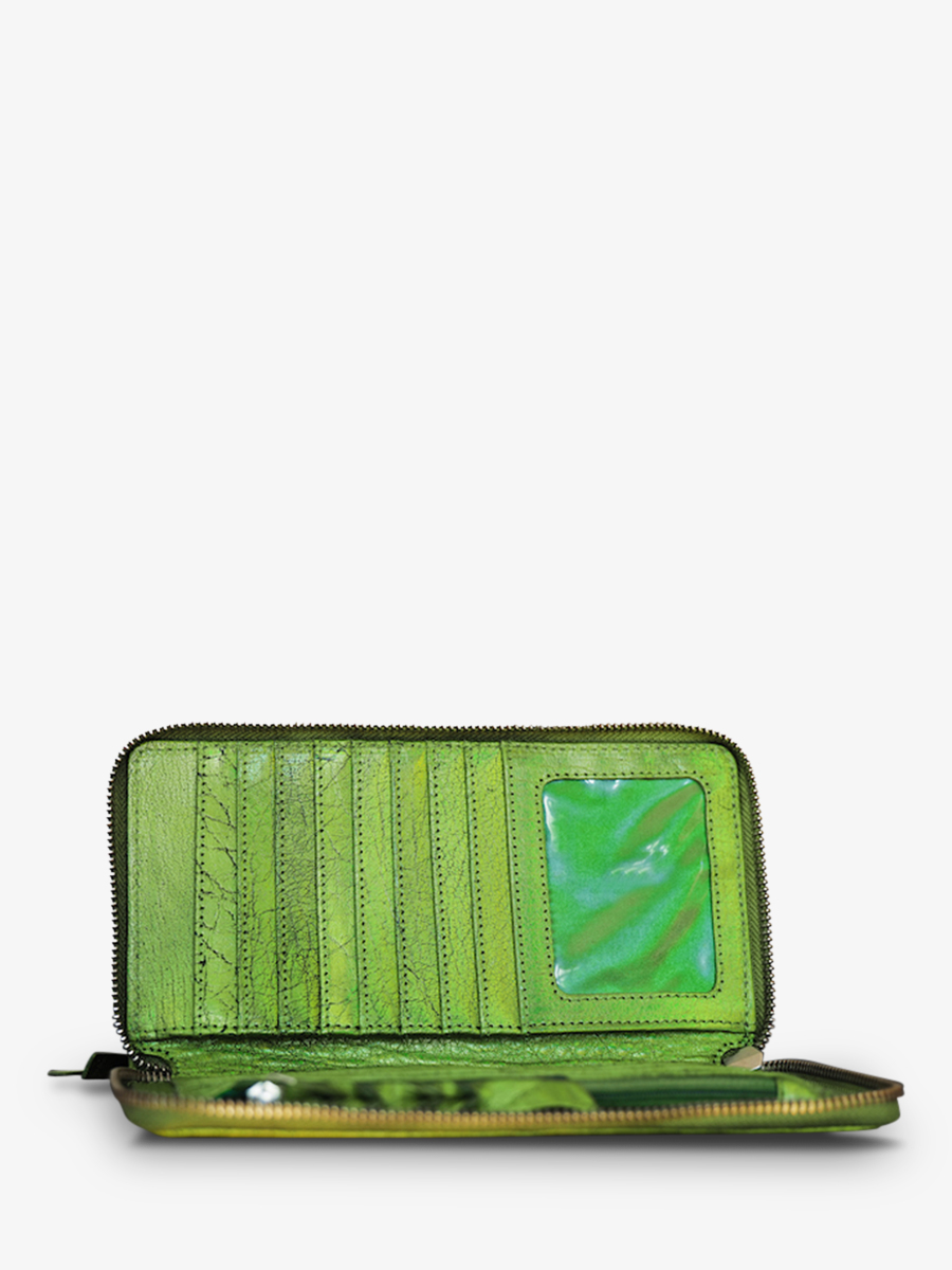 leather wallet woman Green LePortefeuille Charlotte Absinthe PAUL MARIUS