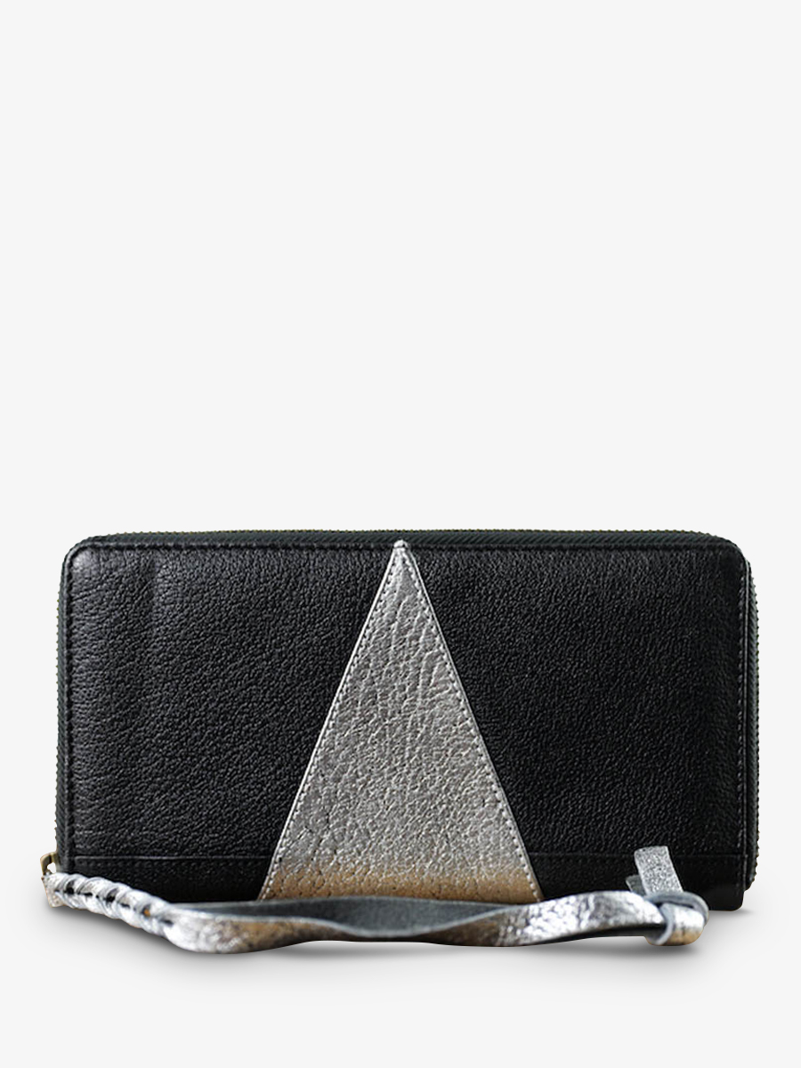 leather wallet woman Silver,Black - LePortefeuille Charlotte