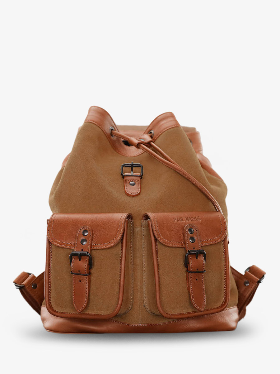 leather back-pack Brown,Purple - LeChampêtre Pampa Light Brown