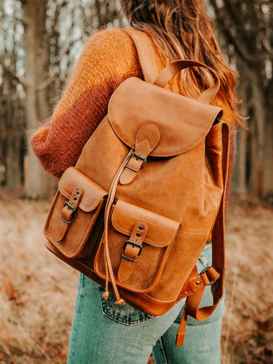 Petit sac à dos en cuir marron — Maison Rottier