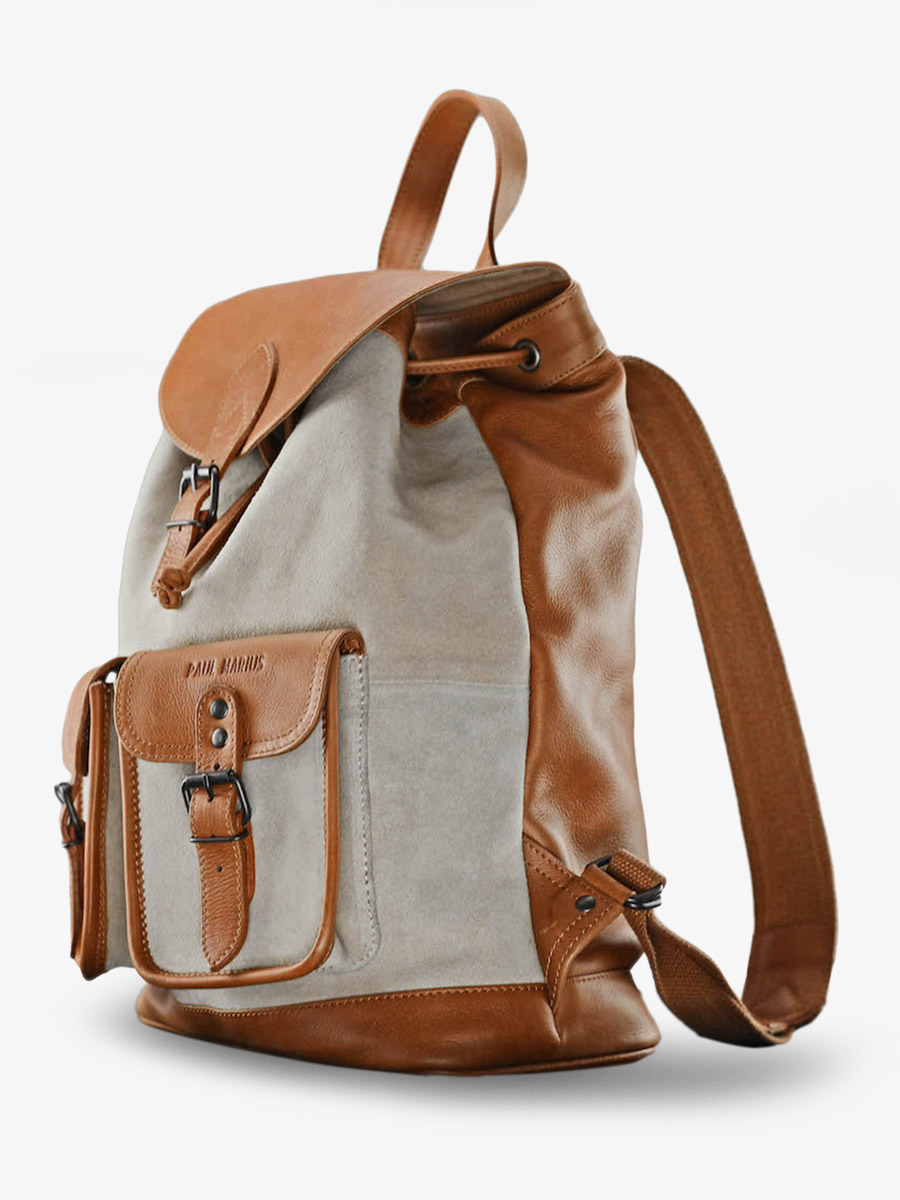 leather back pack Brown Beige LeChamp tre Pampa Light Brown Chalk PAUL MARIUS