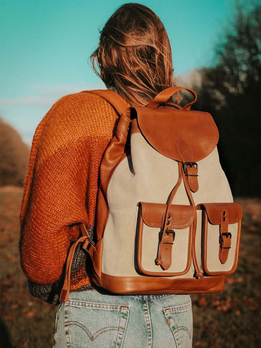 leather back-pack Brown - LeChampêtre Pampa Light Brown Caramel