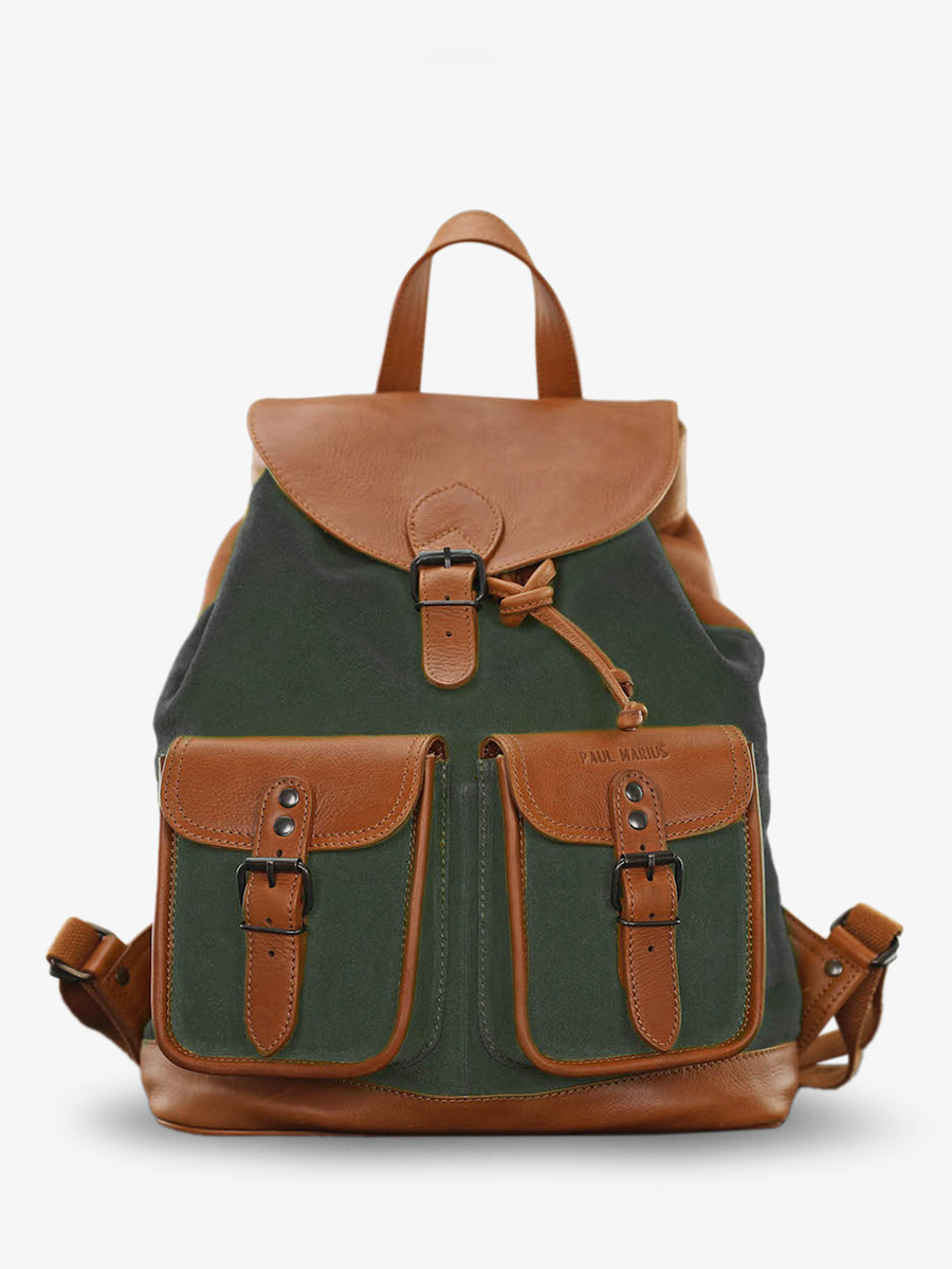 leather-back-pack-brown-green-front-view-picture-lechampêtre-pampa-light-brown-forest-green-paul-marius-3760125348766