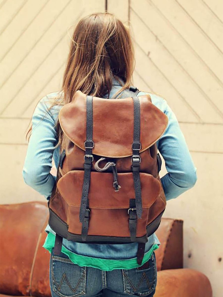 vintage leather backpack for men Brown MonL gionnaire Light Brown PAUL MARIUS