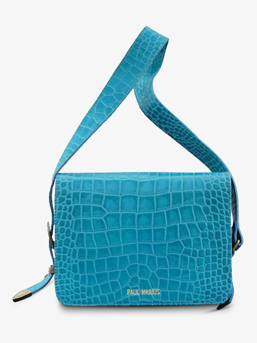 Blue store crocodile handbag