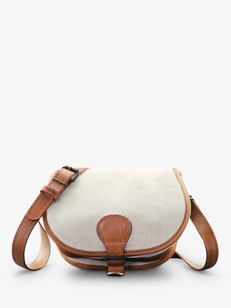 Leather shoulder bag for woman Brown,Beige - LeBohémien Pampa Light Brown  Chalk