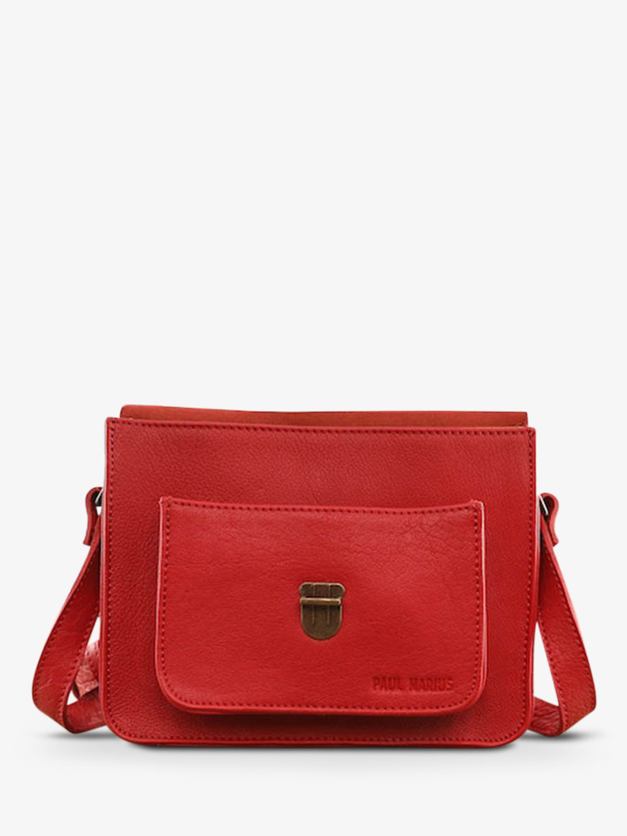 leather hand bag for woman Red Mademoiselle George Carmine Red PAUL MARIUS