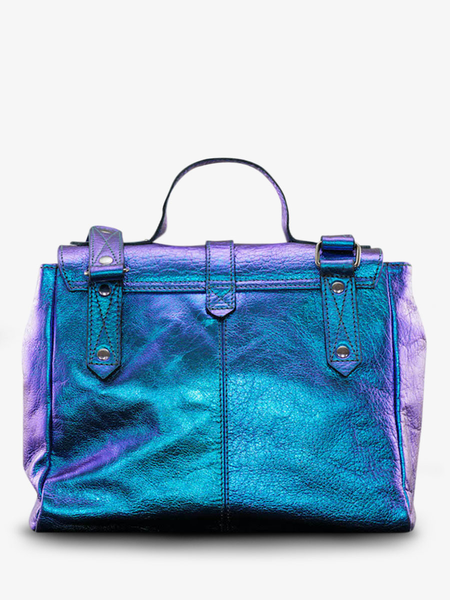 Blue Metallic Leather Shoulder Bag for Women LeCorneille Beetle PAUL MARIUS
