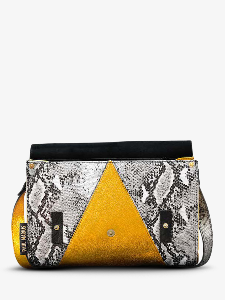 leather woman shoulder bag Grey Yellow L Indispensable Python