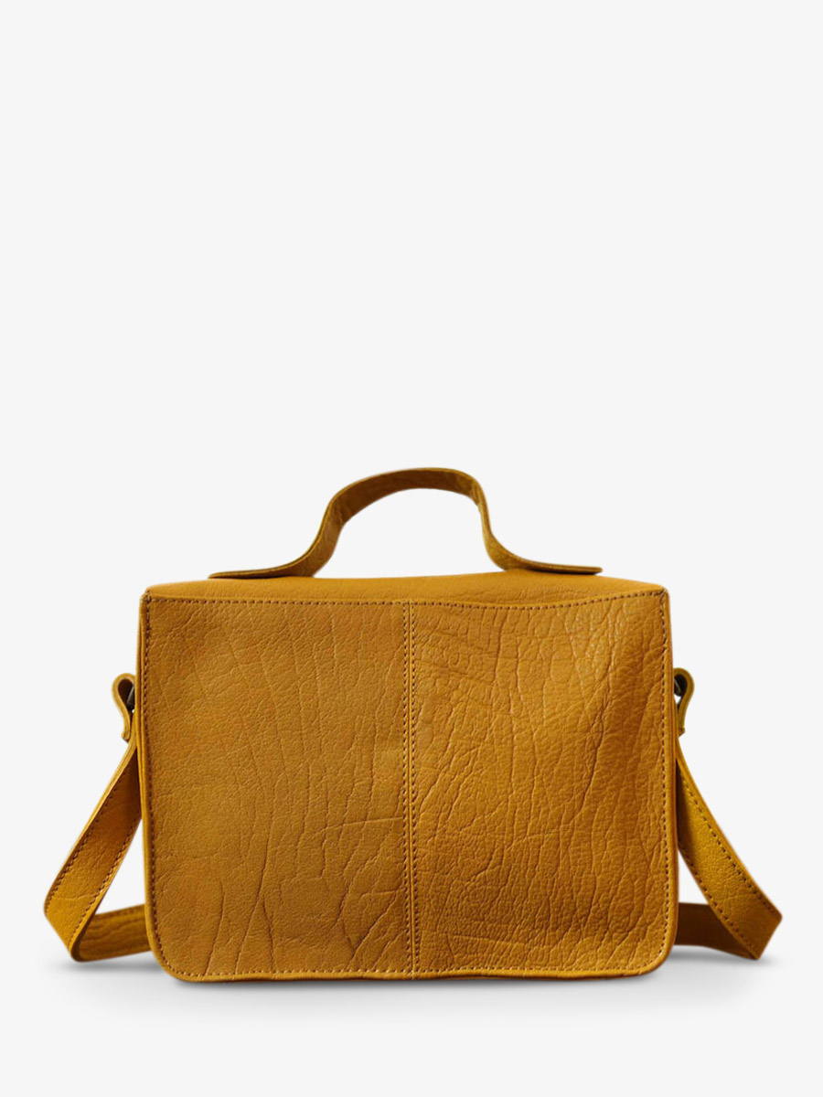 leather hand bag for woman Yellow Mademoiselle George Saffron PAUL MARIUS