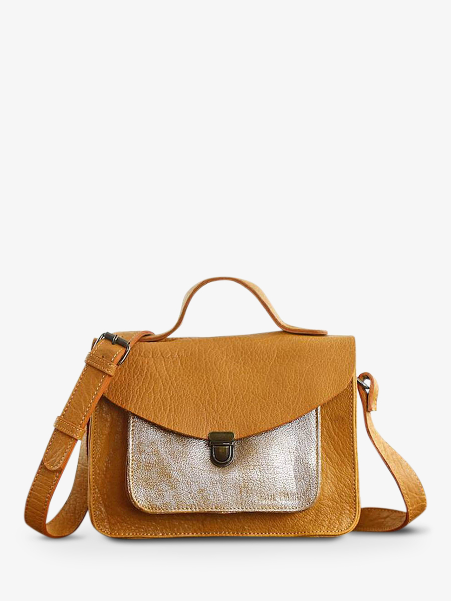 leather-hand-bag-for-woman-yellow-silver-front-view-picture-mademoiselle-george-saffron-silver-paul-marius-3760125332154