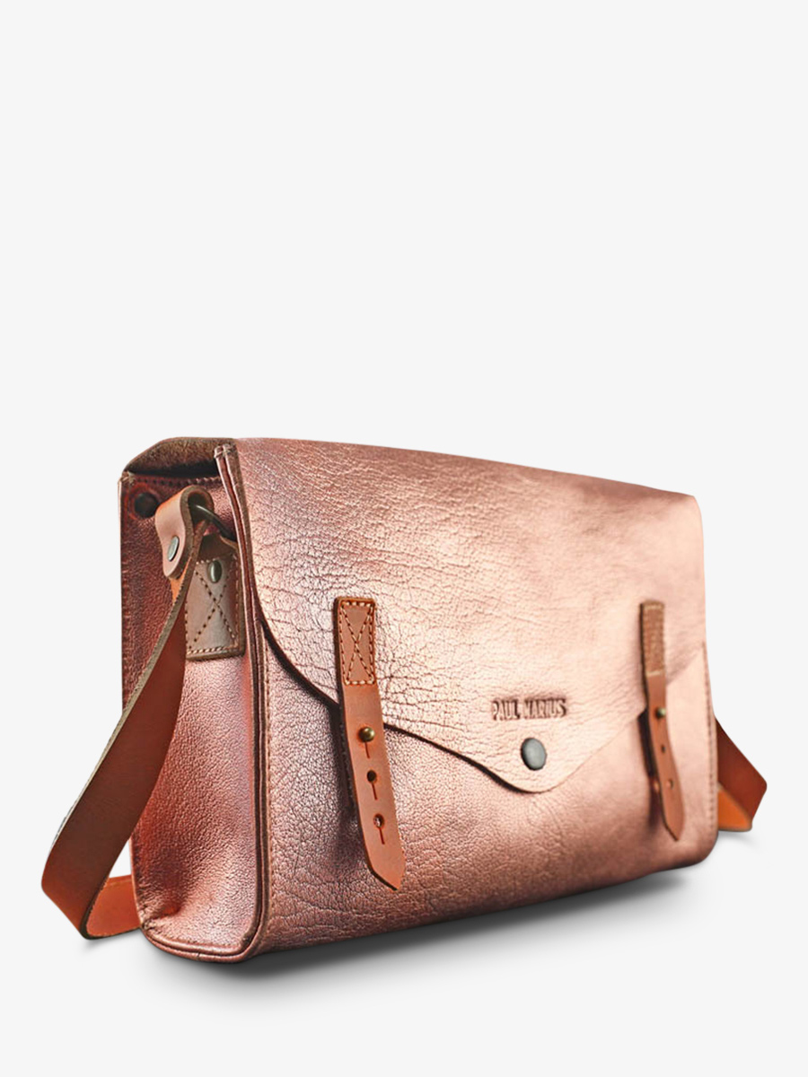 leather woman shoulder bag Pink Gold L Indispensable Rose Gold PAUL MARIUS