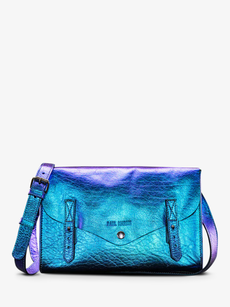 Blue Metallic Leather Shoulder Bag for Women L Indispensable