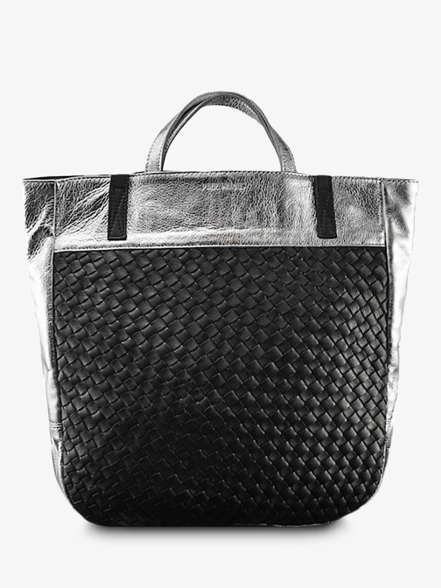 handbag-for-woman-silver-black-front-view-picture-lecomplice-silver-black-paul-marius-3760125339092