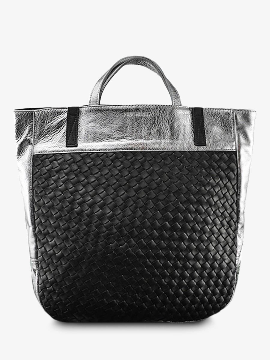 Black and Silver Leather Handbag for Women LeComplice Silver Black PAUL MARIUS