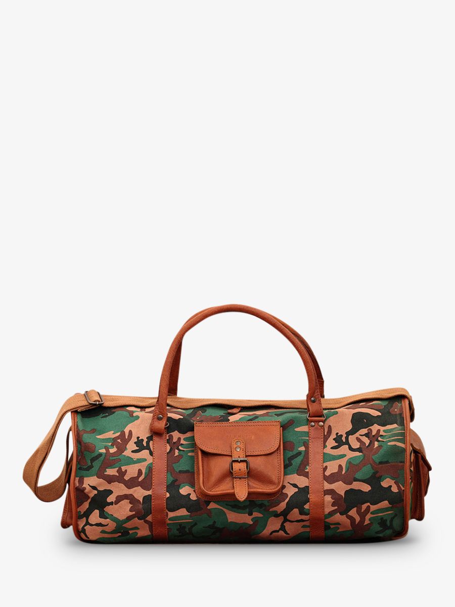 leather-travel-bag-multicoloured-brown-green-front-view-picture-levoyageur-toile--xl-canvas-camouflage-paul-marius-3760125331706