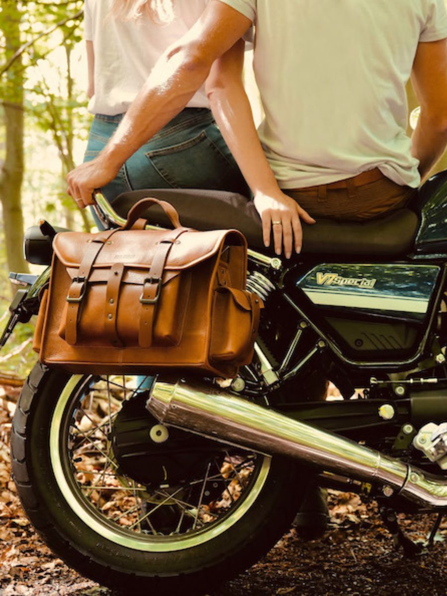 vintage leather motorbike bag Brown LeNomade M Oil Light Brown PAUL MARIUS