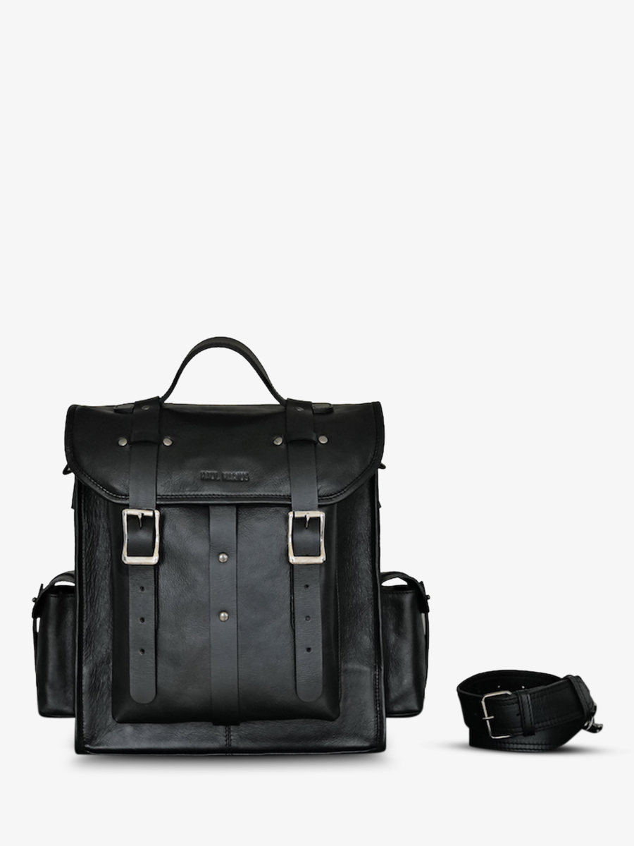 vintage leather motorbike bag Black LeNomade L Oily Black PAUL