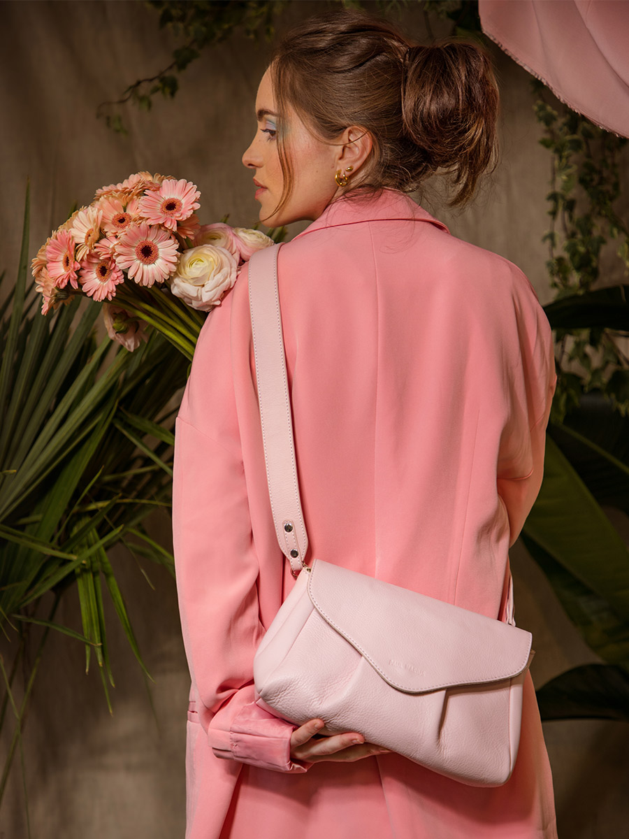 Pink Leather Cross Body Bag for Women Suzon M Pastel Pink PAUL