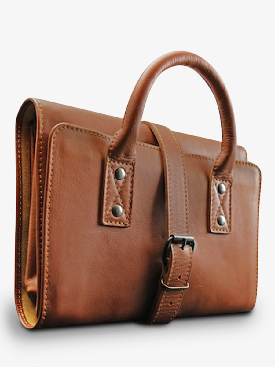 leather toiletry bag for men Brown LaTrousse Depliable Light Brown PAUL MARIUS