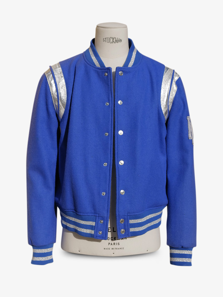 teddy jacket leather and cotton - LeTeddy 50's Bleu Vif | PAUL MARIUS