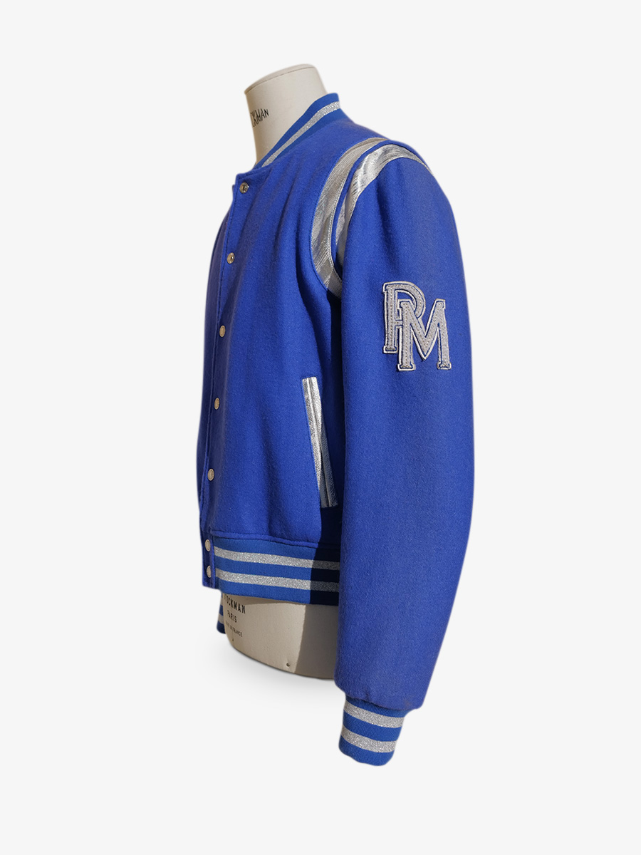 teddy jacket leather and cotton - LeTeddy 50's Bleu Vif | PAUL MARIUS