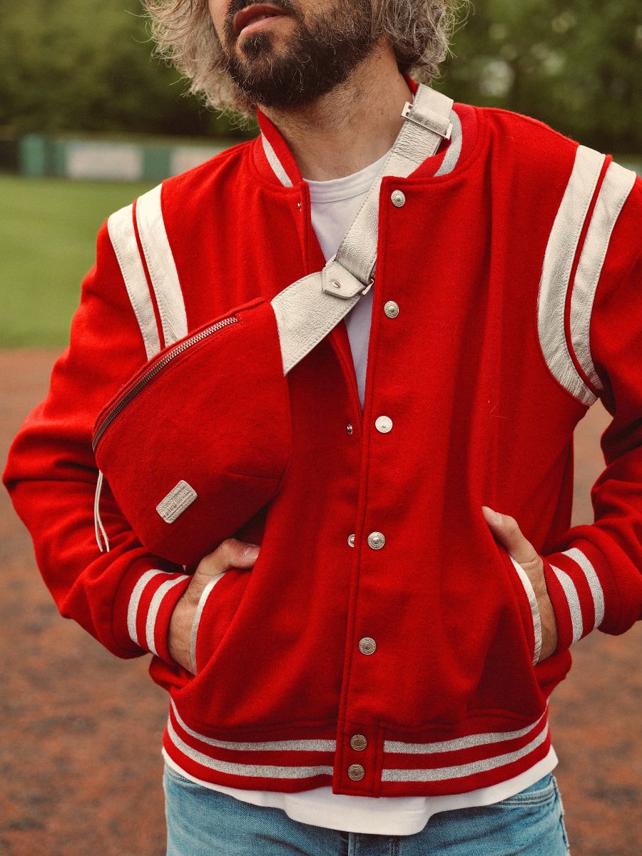 Blouson teddy rouge clearance