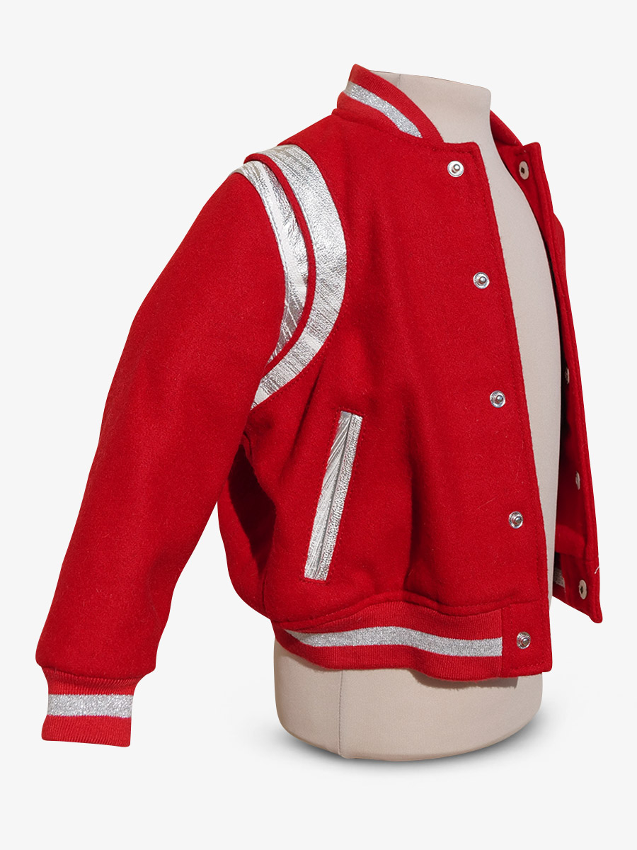 teddy jacket leather and cotton LeTeddy 50 s Enfant Rouge Ecarlate PAUL MARIUS